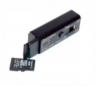 Телесистемы EM Card А98 (металл, размер 11*15*37мм, вес 7г, автономность до 35ч, аккумулятор)