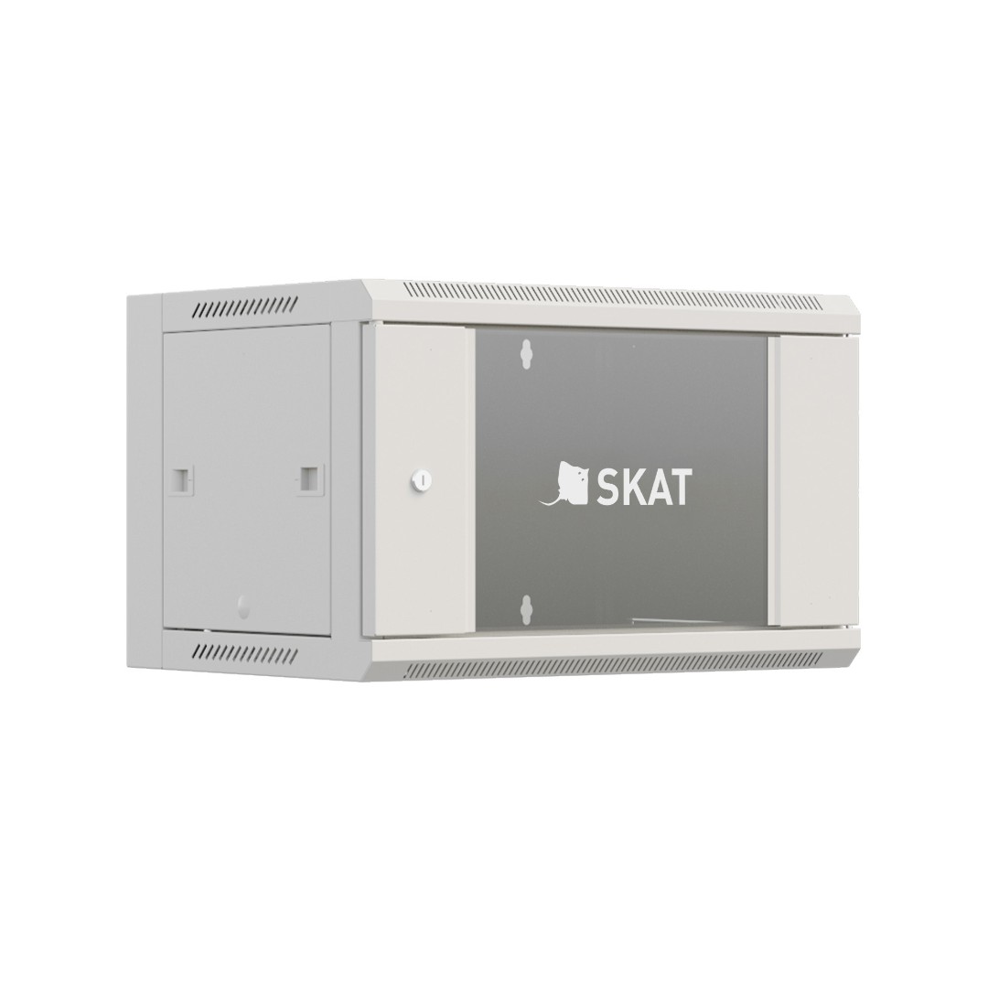 Все SKAT TB-12W645GF-G Шкаф настенный телекоммуникационный 12U 600х450х635мм, дверь стеклянная видеонаблюдения в магазине Vidos Group