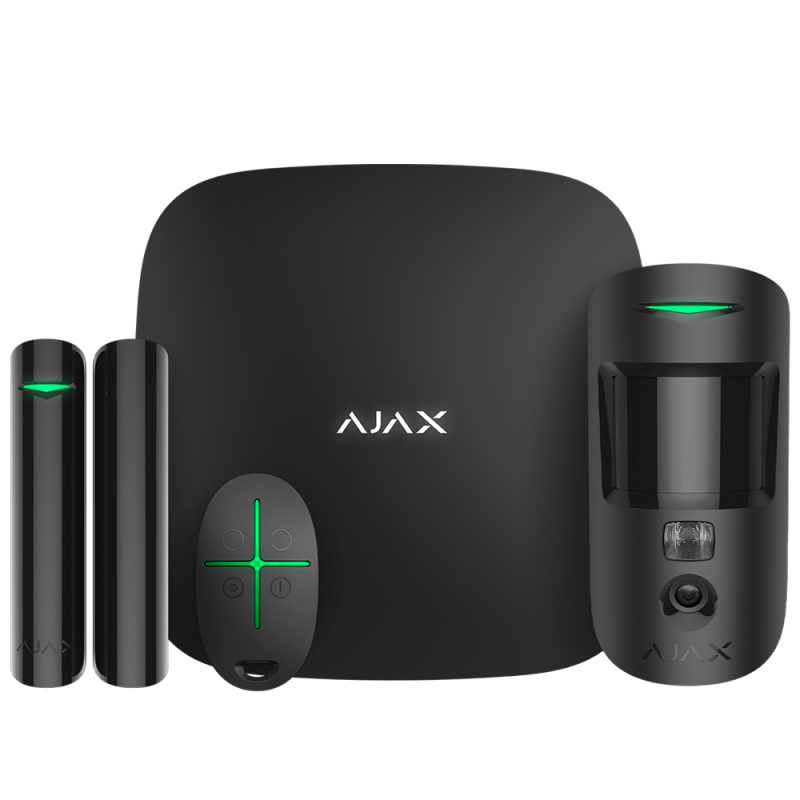 Все Ajax StarterKit Cam (B) Комплект радиоканальной охранной сигнализации видеонаблюдения в магазине Vidos Group