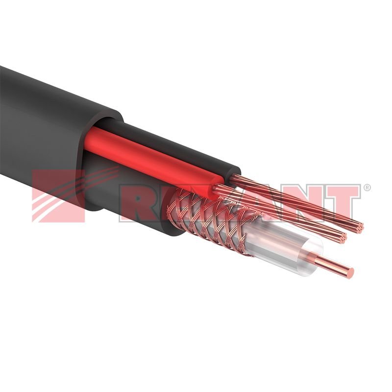 Rexant кВк-п-2 +2x0,75 мм² (Cu/Cu) черный REXANT (01-4105) кабель комбинированный для видеонаблюдения