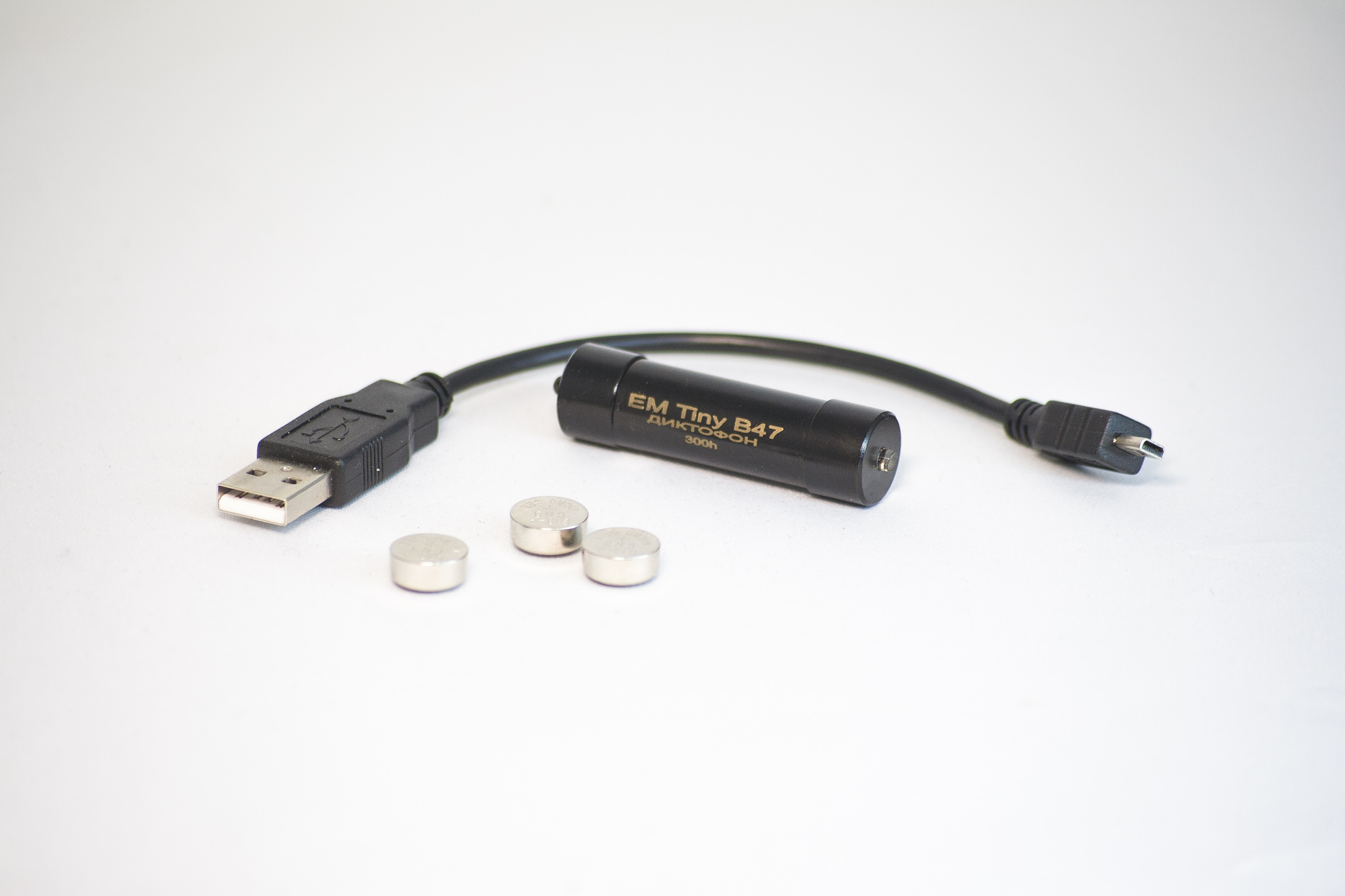 Все Телесистемы EM Tiny В47-300h (металл, размер d15*50мм, вес 19г, автономность до 40ч, USB 1.1, батарейки) видеонаблюдения в магазине Vidos Group