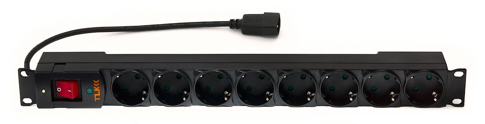 Все TLK RS08P2-BK Блок электрических розеток TLK, 19" на 8 гнезд с фильтром, 10А видеонаблюдения в магазине Vidos Group