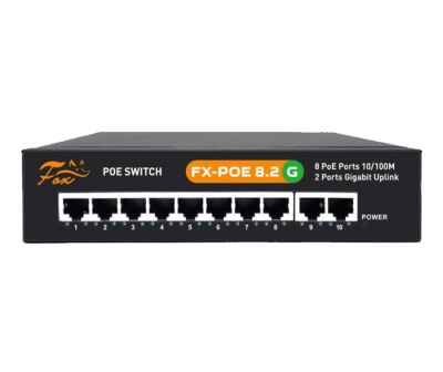 Fox FX-POE8.2G коммутатор 10 портов 10/100 Мбит/с, 8хPoE