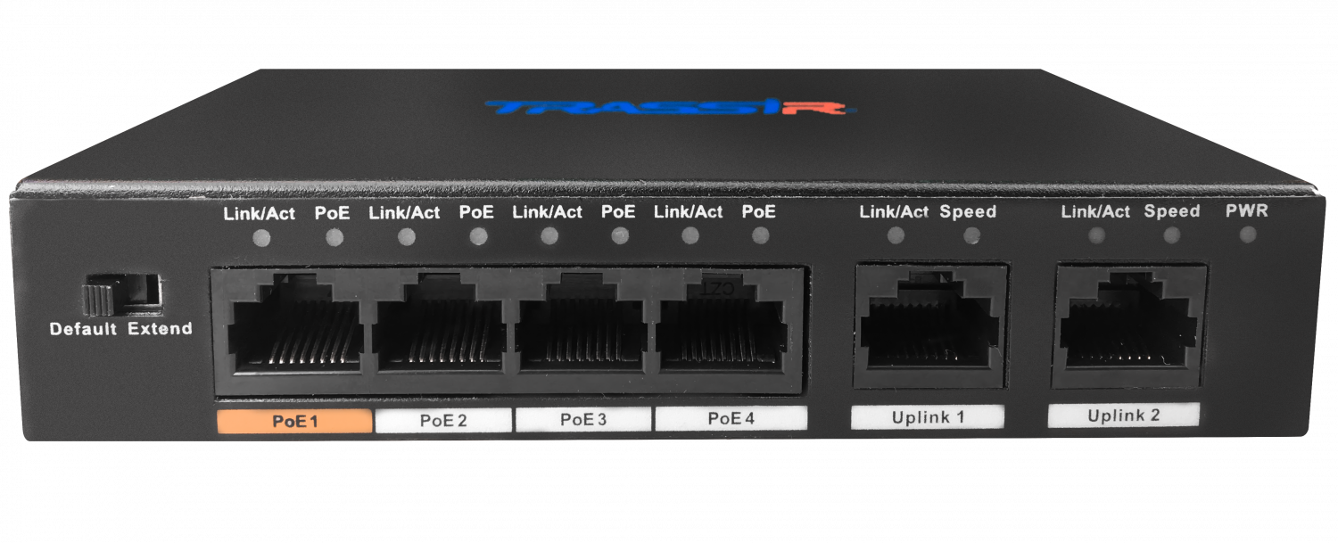 Все TRASSIR TR-NS1006-60-4PoE Неуправляемый  коммутатор, 6 портов, 4 PoE  видеонаблюдения в магазине Vidos Group